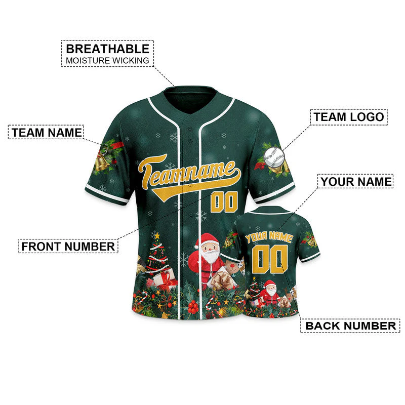 Christmas Day Custom Kelly Green Gold-White Santa Claus Authentic Baseball Jersey