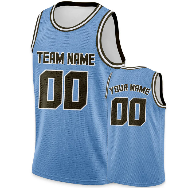 Custom Light Blue Olive Round Neck Rib-Knit Basketball Jersey