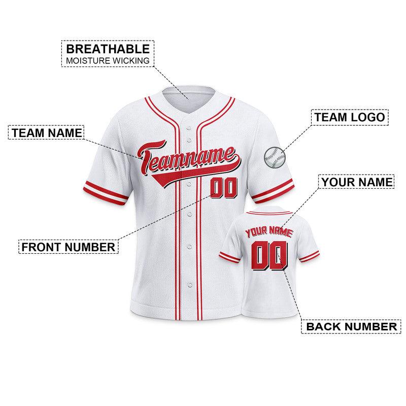 Custom White Red-White Authentic Baseball Jersey