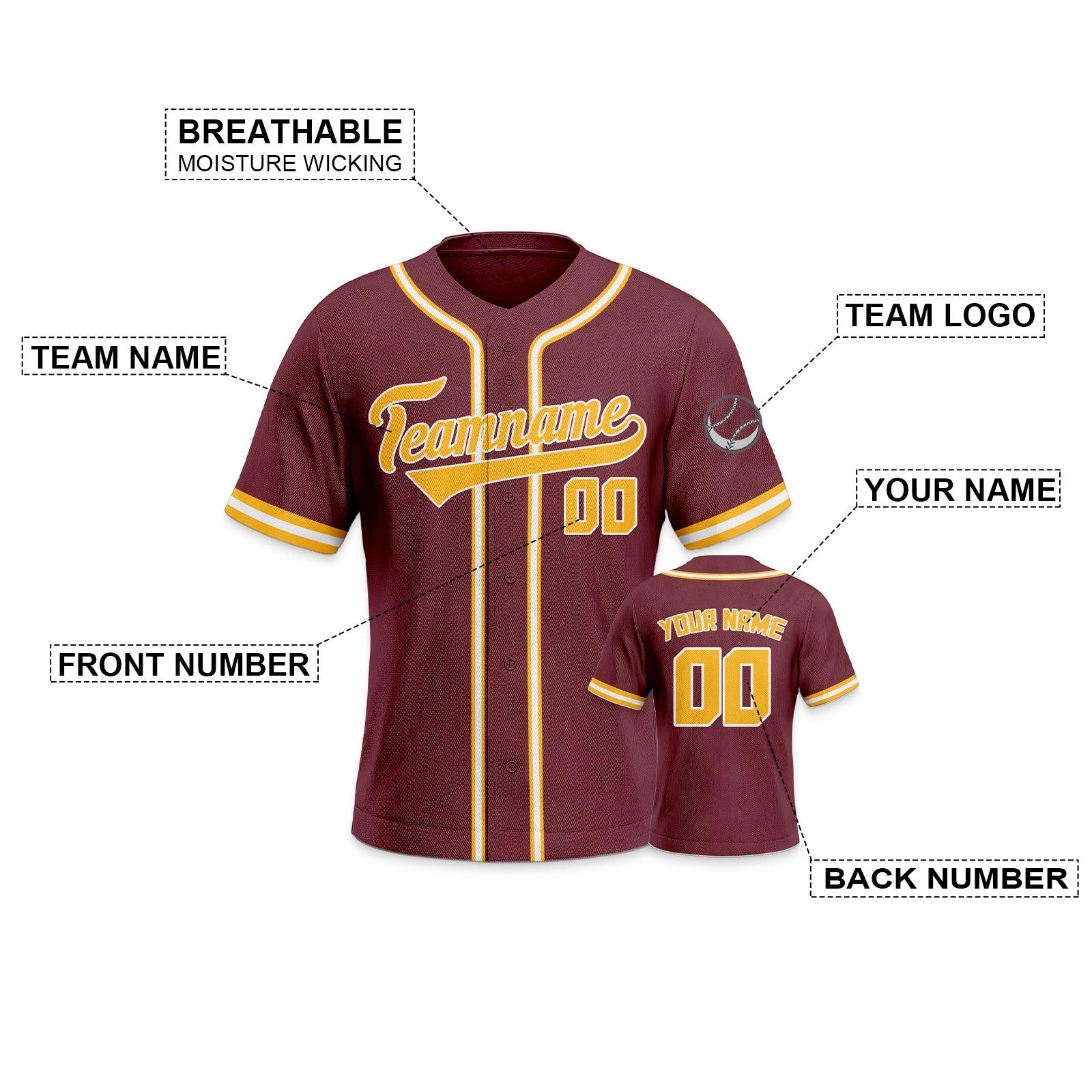 Custom Crimson Gold-White Authentic Classic Baseball Jersey