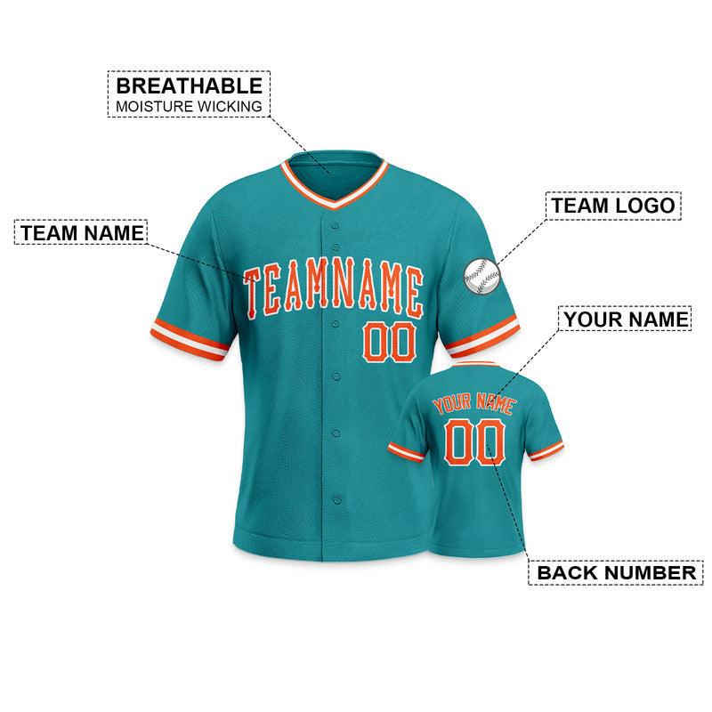 Custom Aqua Orange-White Authentic Baseball Jersey-1
