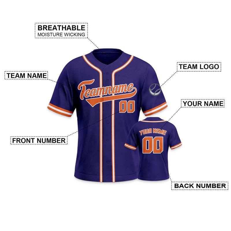 Custom Purple Orange-White Authentic Baseball Jersey