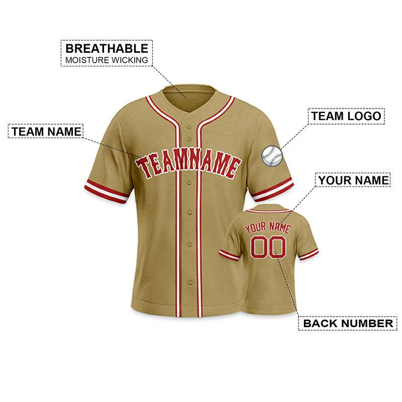 Custom Gold Red-White Authentic Baseball Jersey-2