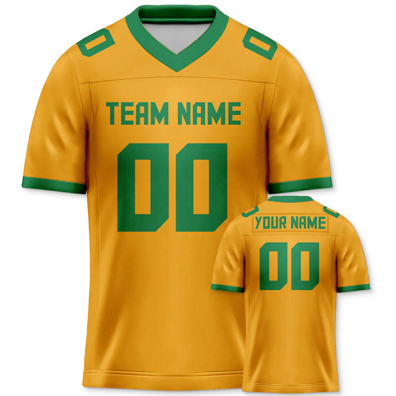 Custom Gold Green Mesh Authentic Football Jersey