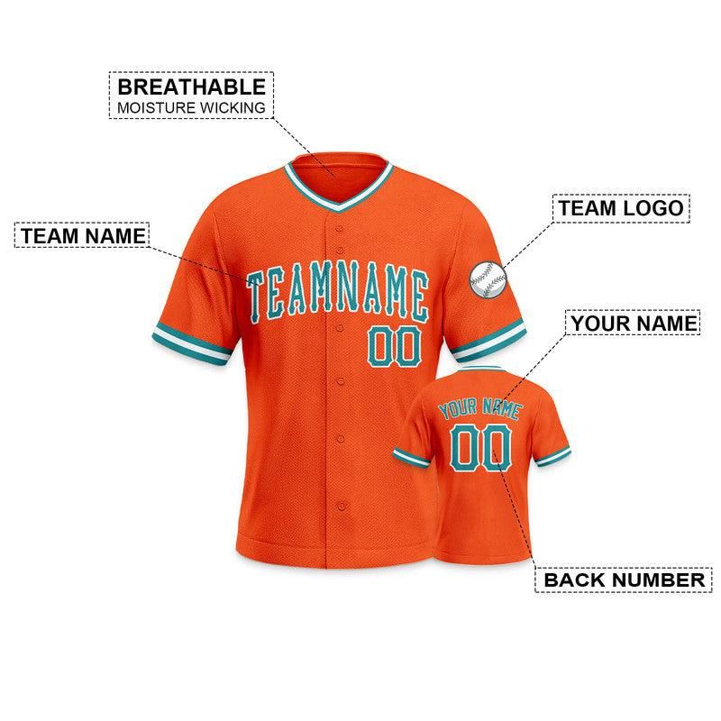 Custom Orange Aqua-White Authentic Baseball Jersey-1