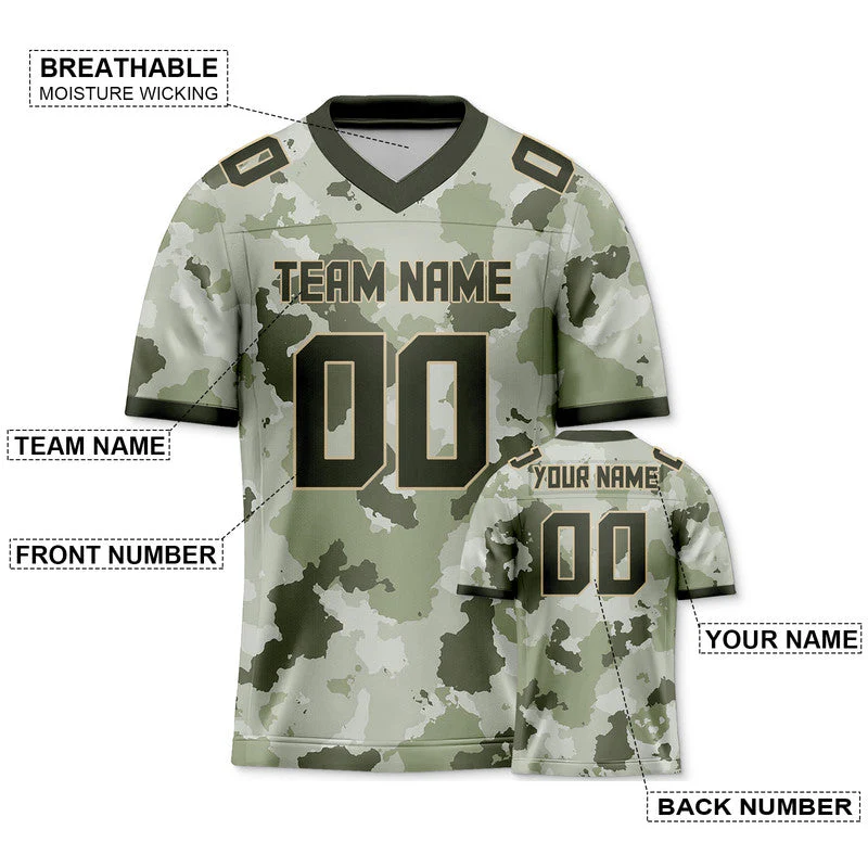 Custom Camo Olive-Black Authentic Salute To Service Football Jersey