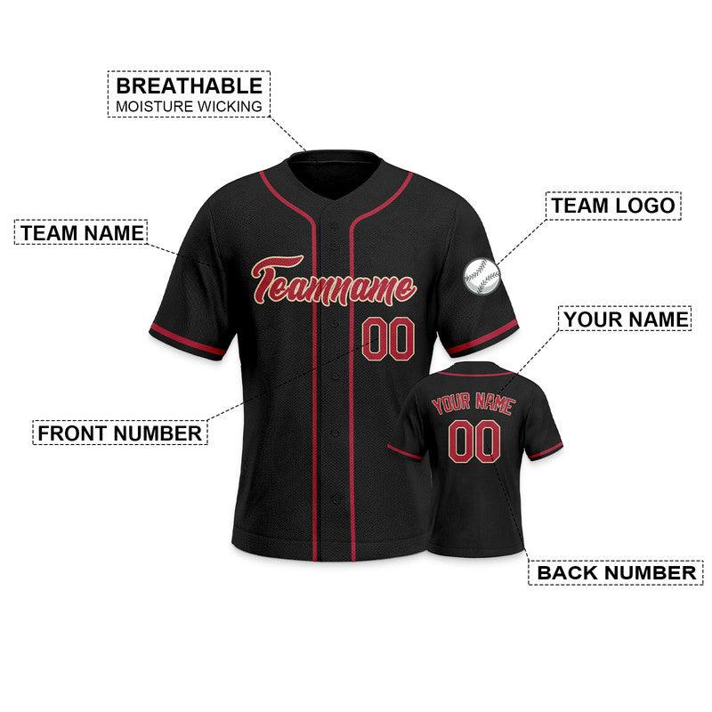 Custom Black Red-White Authentic Baseball Jersey-3