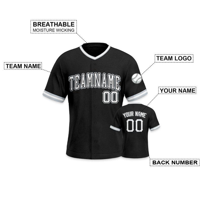 Custom Black White Authentic Baseball Jersey-1