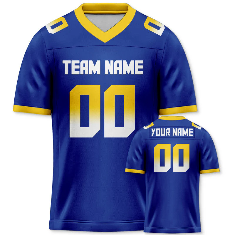 Custom Royal Gold-White Mesh Authentic Football Jersey
