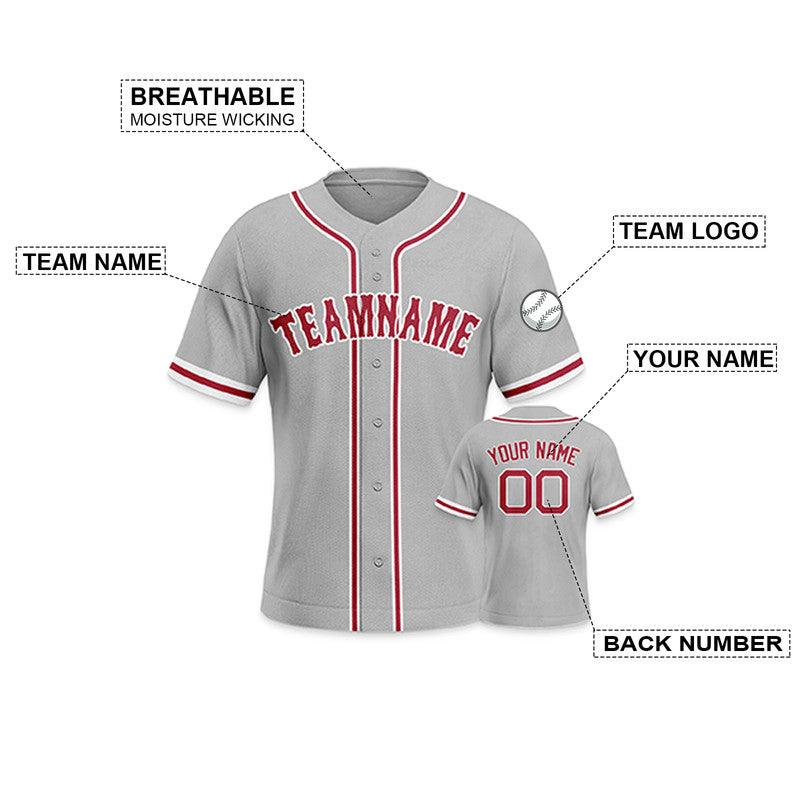 Custom Gray Red-White Authentic Baseball Jersey-2