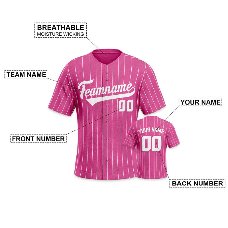 Custom Pink Gray Pinstripe White Gray Authentic Baseball Jersey