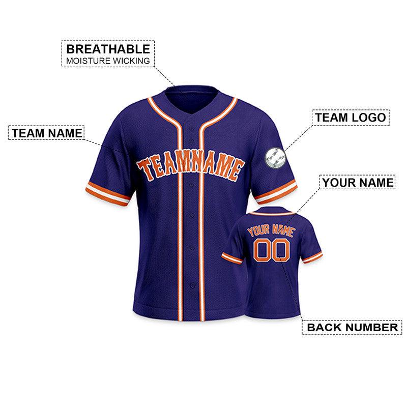 Custom Purple Orange-White Authentic Baseball Jersey-2