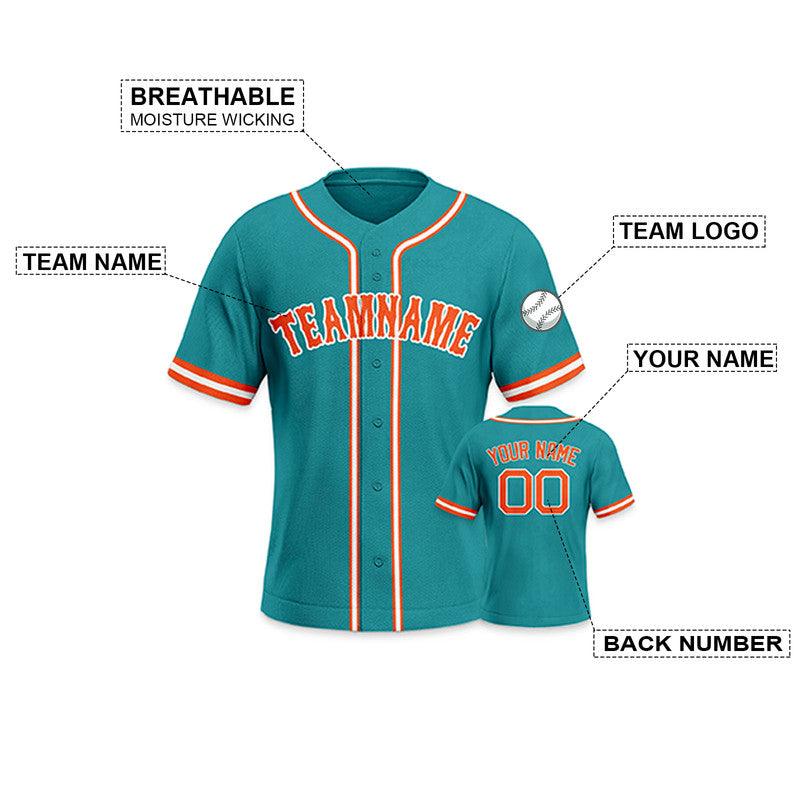 Custom Aqua Orange-White Authentic Baseball Jersey-2