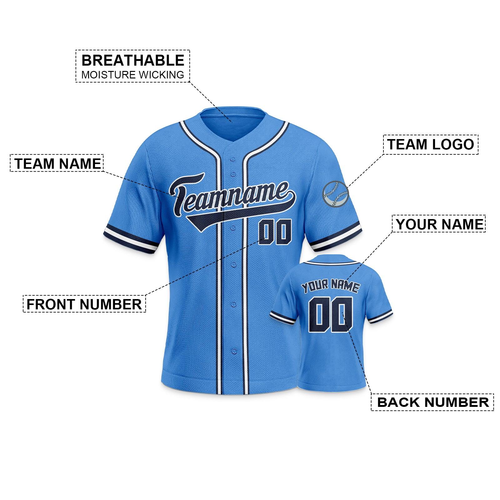 Custom Powder Blue Navy-White Authentic Classic Baseball Jersey