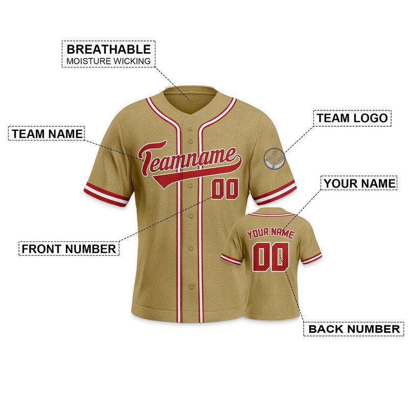Custom Gold Red-White Authentic Baseball Jersey