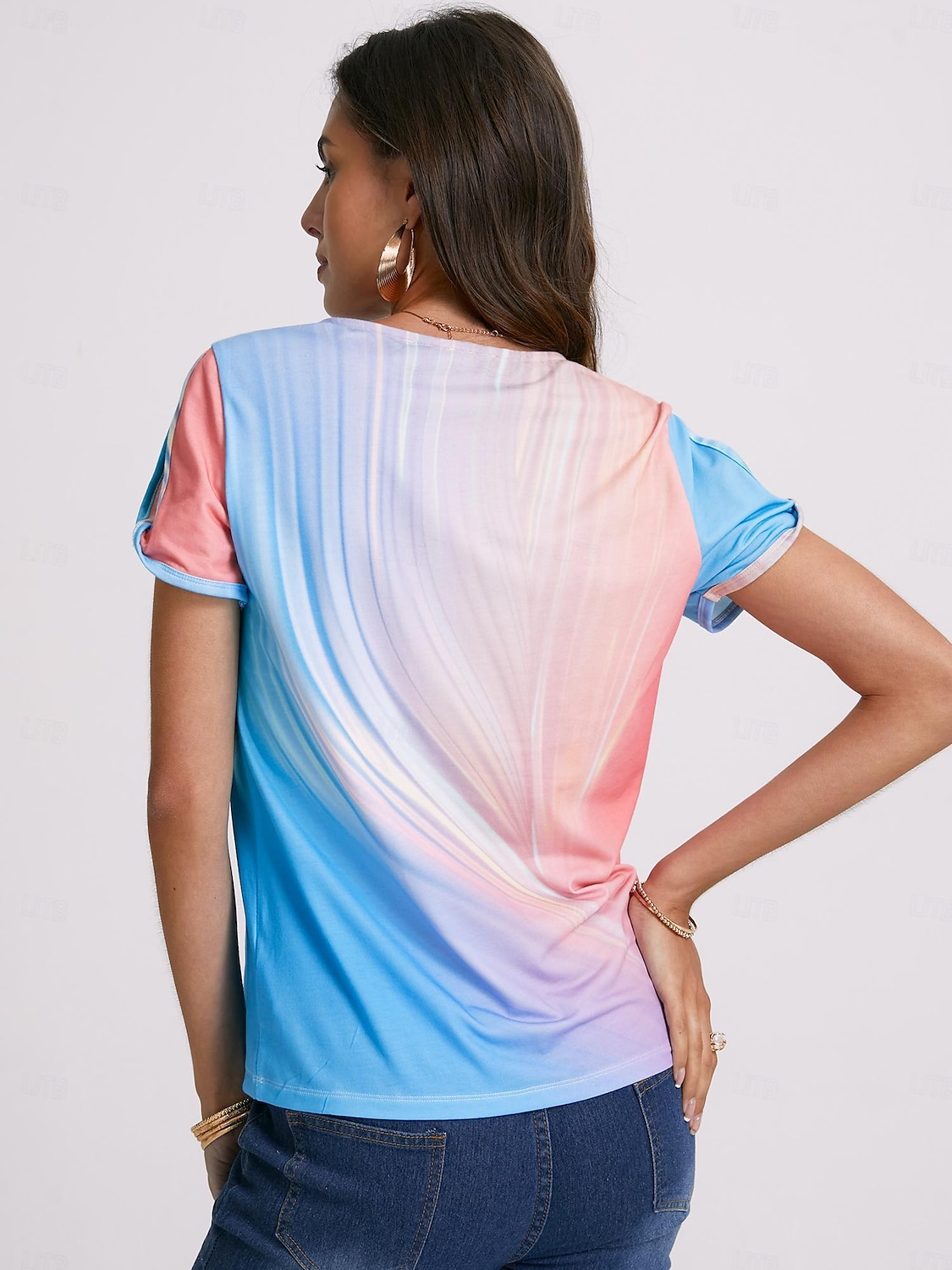 Ombre Button Cut Out Tee