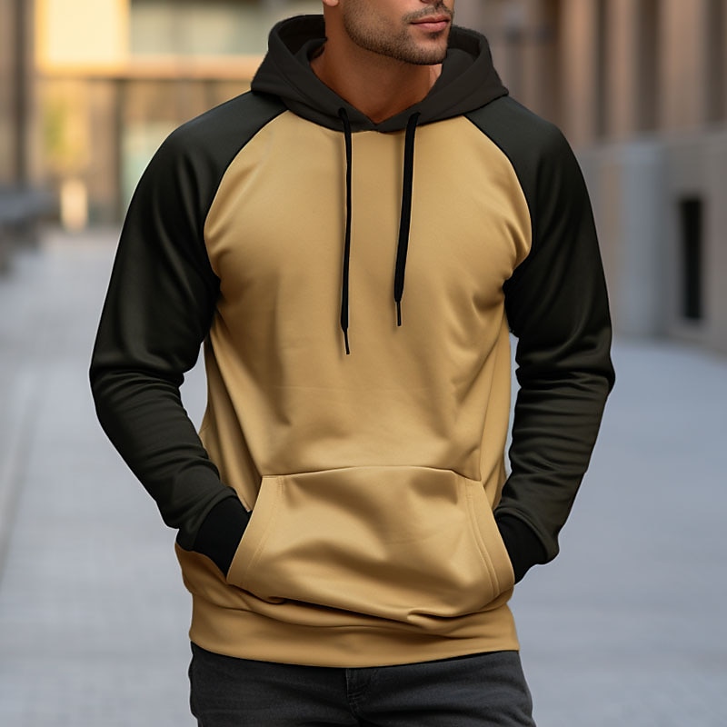 Color Block Patchwork Pullover Hoodie
