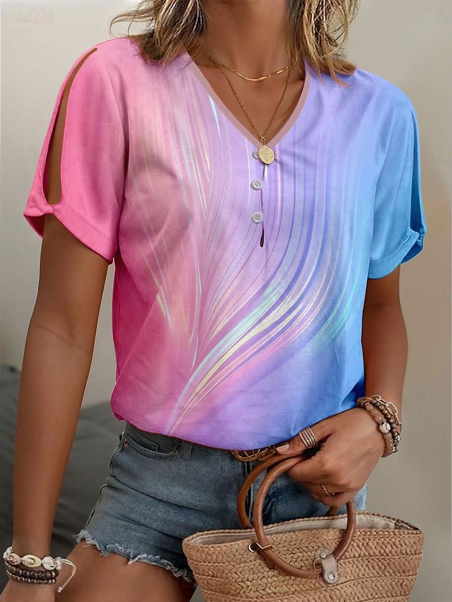 Ombre Button Cut Out Tee