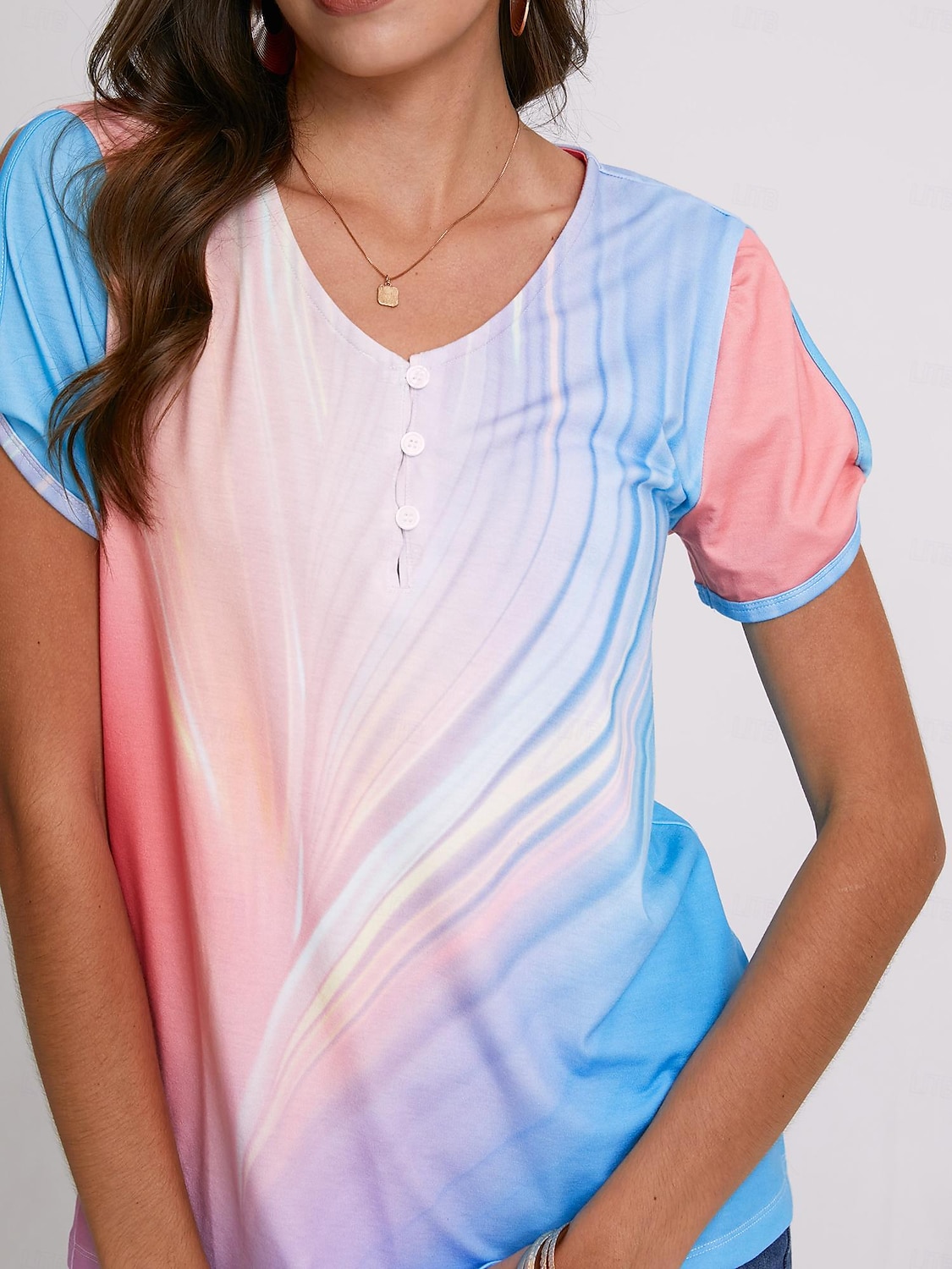 Ombre Button Cut Out Tee
