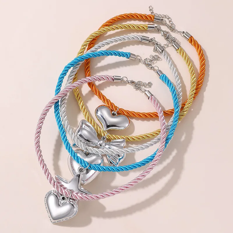 Heart Bow Knot Pendant Necklace